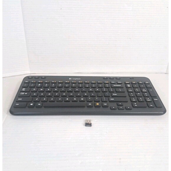 Logitech K360 Wireless Keyboard Glossy Black USB Dongle Included Tested Works PC - Picture 1 of 7